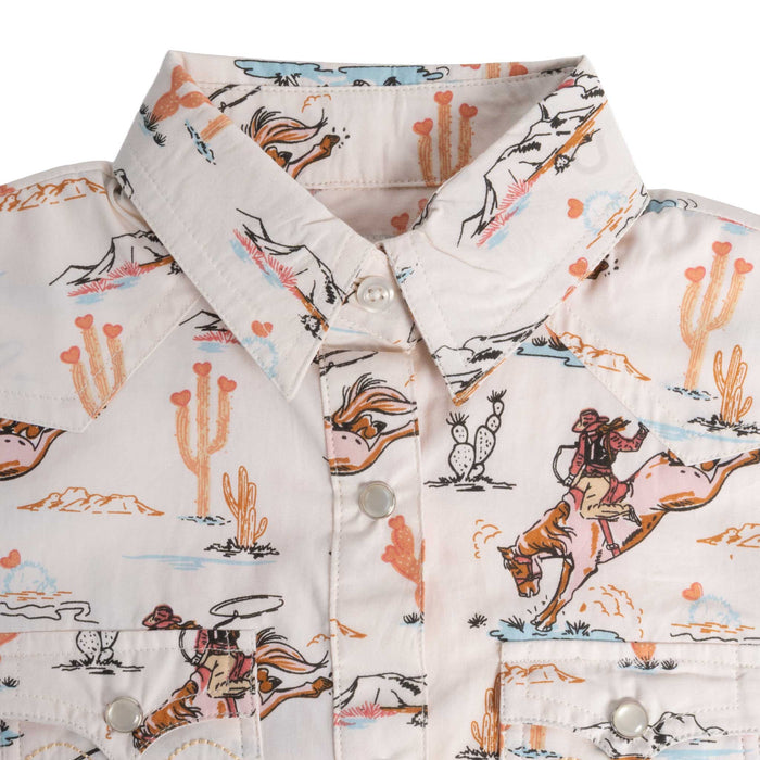 Panhandle Slim Girl's Western Print Pearl Snap Shirt