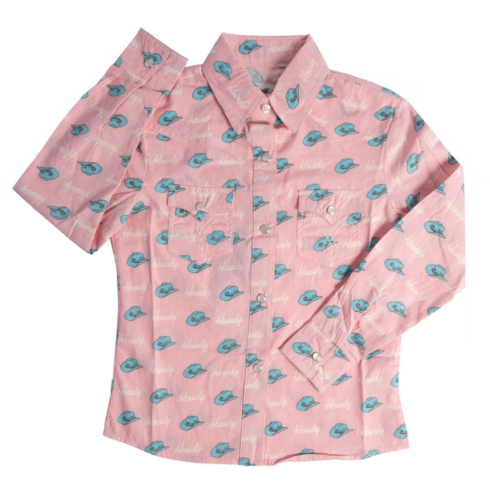 Panhandle Slim Girl's Howdy Hat Pearl Snap Shirt