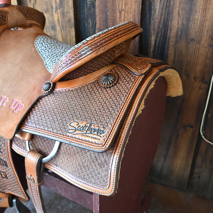 15" USED SCOTT THOMAS TEAM ROPING SADDLE