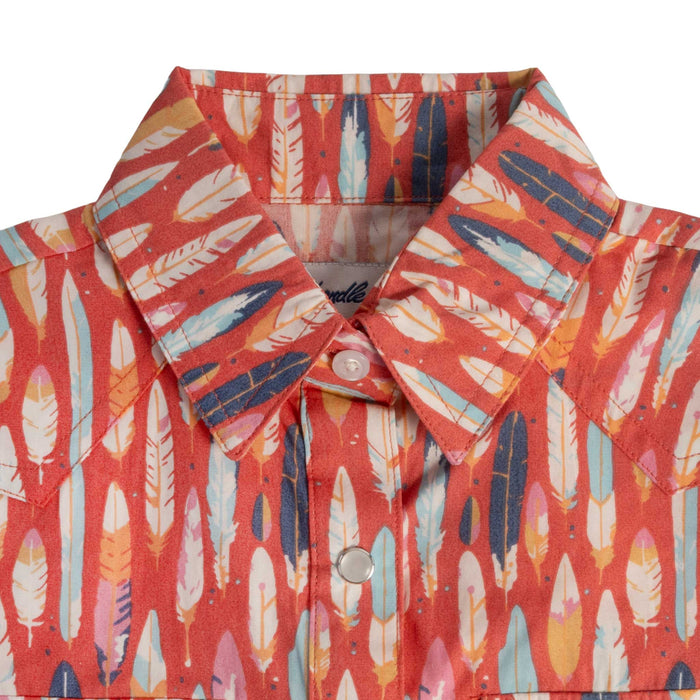 Panhandle Slim Girl's Feather Print Western Pearl Snap Shirt