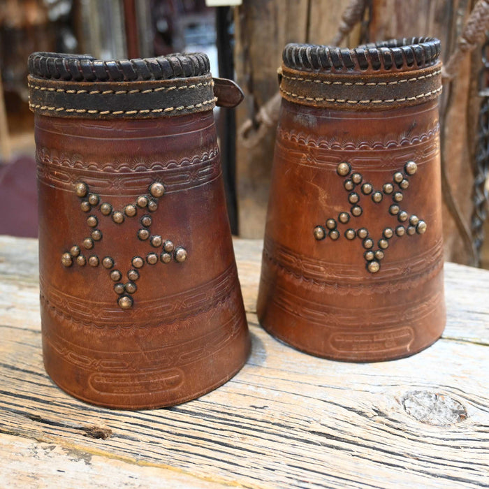Vintage Leather Cuff with Stars handmade by Cregor Leather Tustin Ca. V.