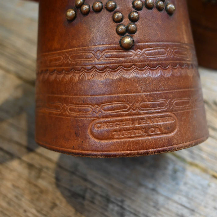 Vintage Leather Cuff with Stars handmade by Cregor Leather Tustin Ca. V.