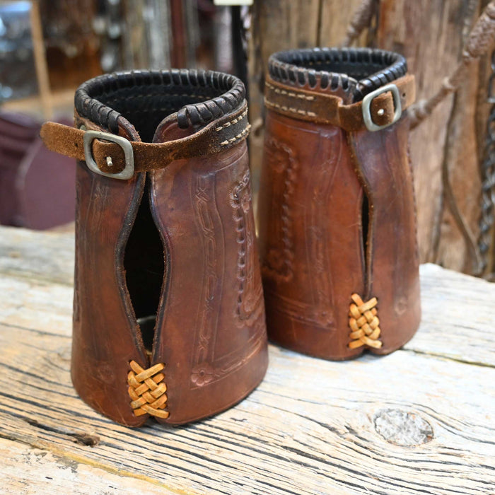 Vintage Leather Cuff with Stars handmade by Cregor Leather Tustin Ca. V.