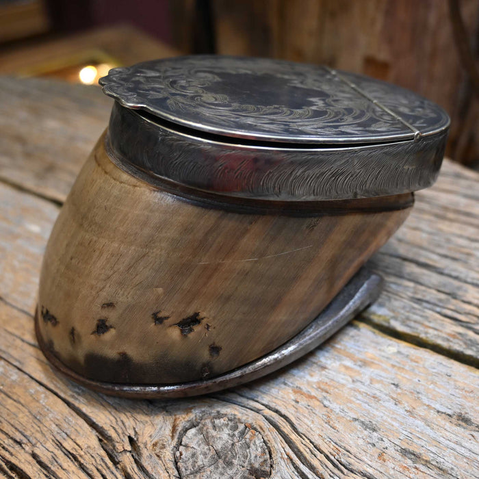 Vintage Horse Hoof Jewelry Box with Sterling Silver Case
