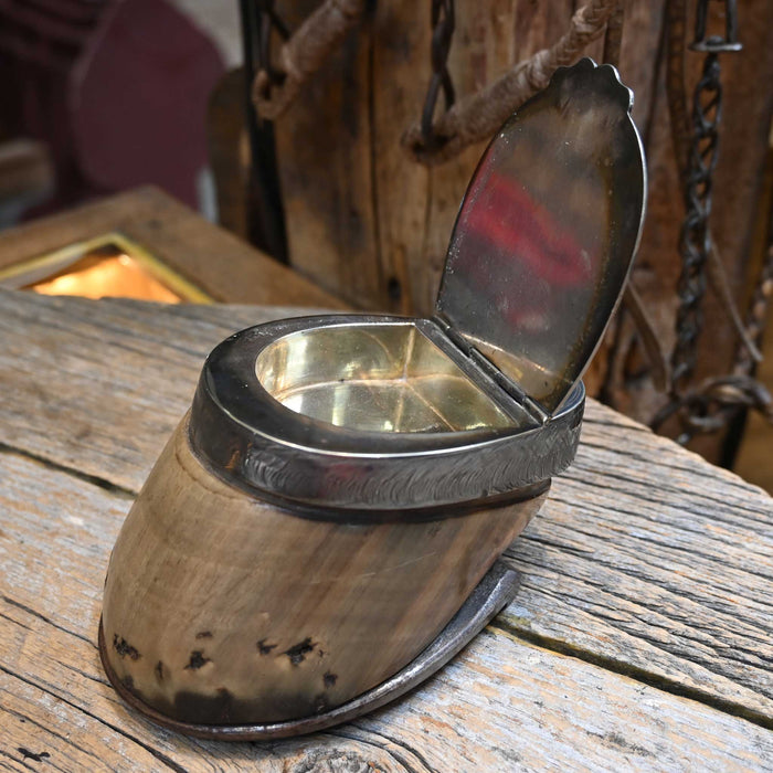 Vintage Horse Hoof Jewelry Box with Sterling Silver Case