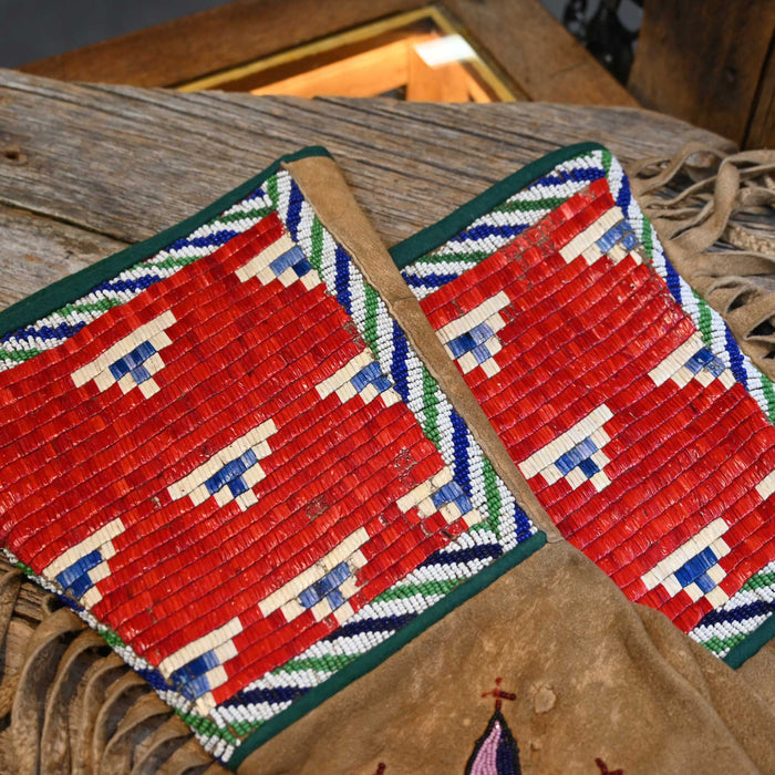Vintage 1880's Sioux Indian guilled bead gauntlets Collectibles MISC