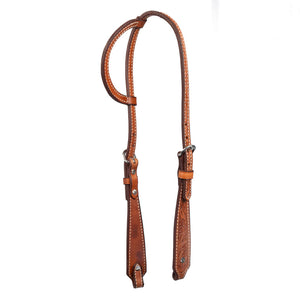 Teskey's Floral Tooled One Ear Headstall Tack - Headstalls Teskey's Light Oil