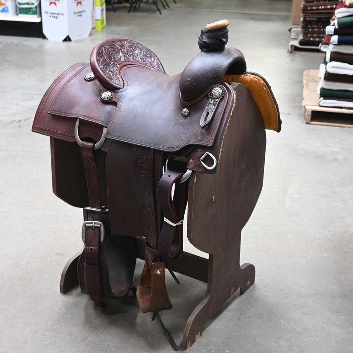 14" USED DAVID HASLERIG TEAM ROPING SADDLE