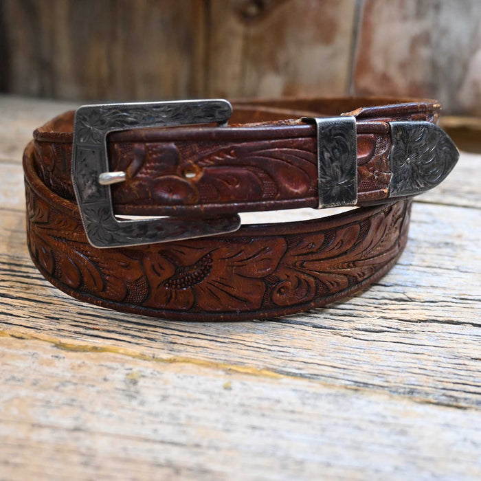 1940's - 50's Leather Belt w/Sterling Silver Ranger set Buckle WOMEN - Accessories - Belts Looper