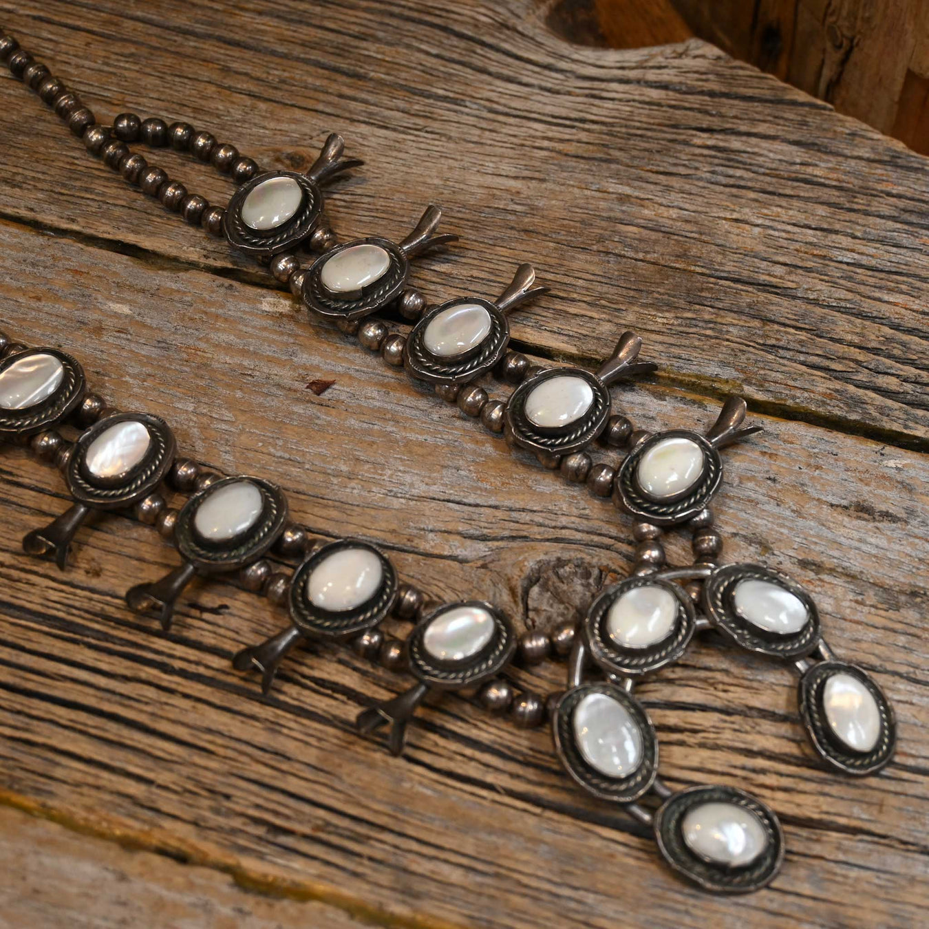 Vintage Stunning Mother of Pearl Squash Blossom Necklace Collectibles MISC