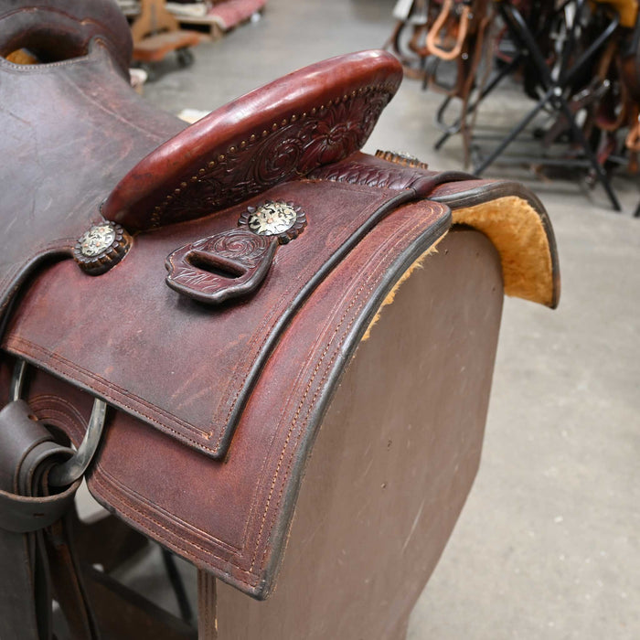 14" USED DAVID HASLERIG TEAM ROPING SADDLE