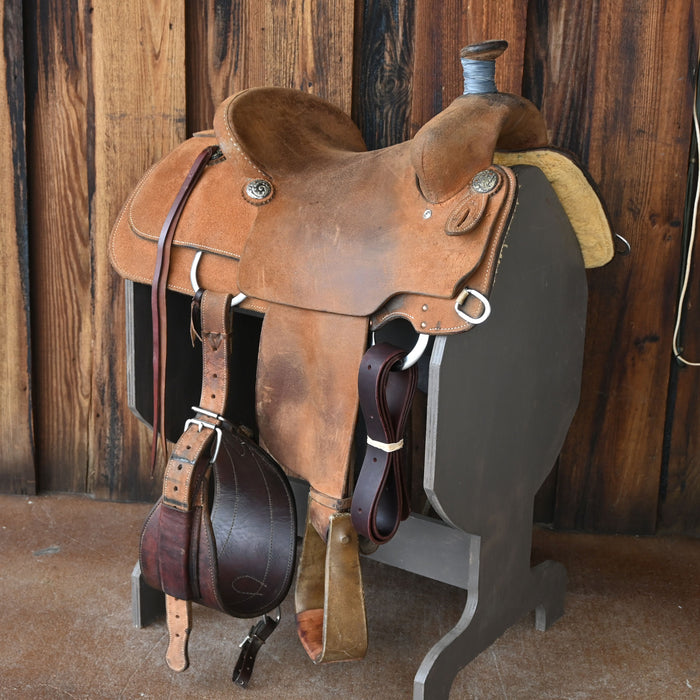 14" USED CACTUS TEAM ROPING SADDLE