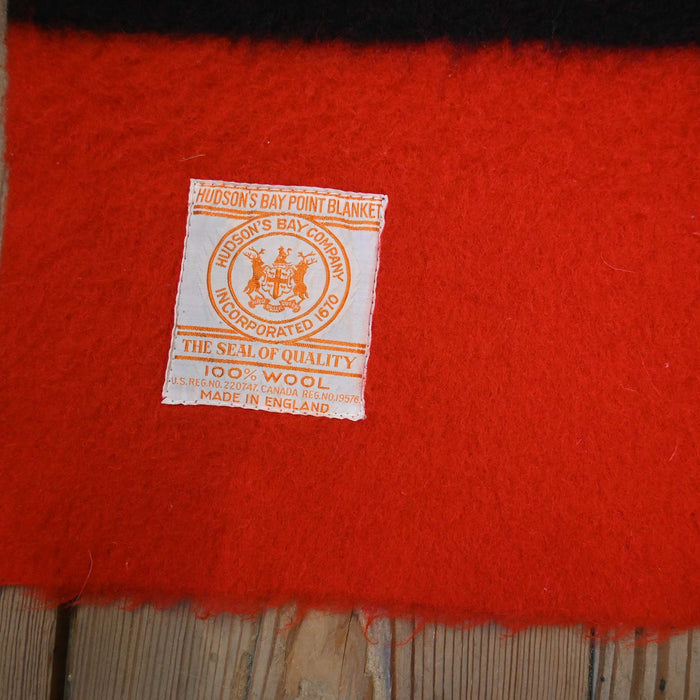 Vintage Red Wool Blanket by Hudson Bay Point Blanket