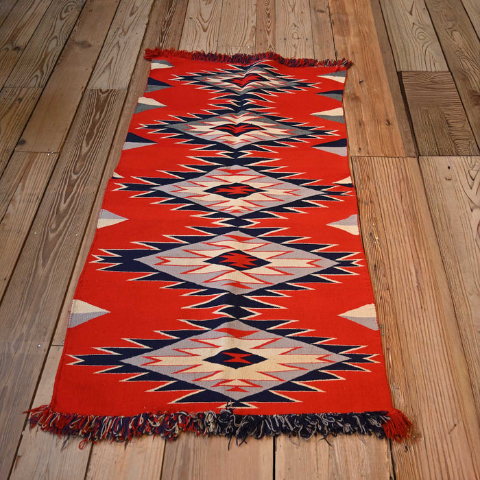 Vibrant German Town Navajo Rug Diamond pattern