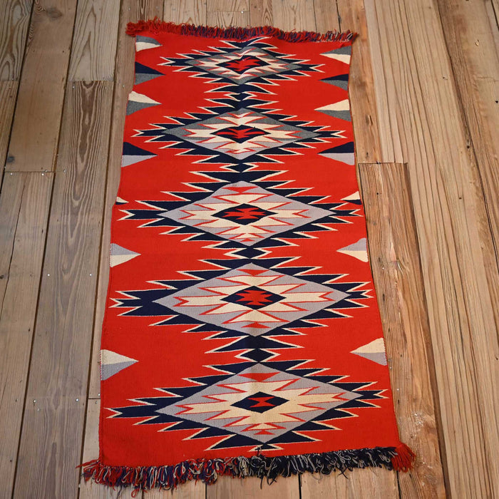 Vibrant German Town Navajo Rug Diamond pattern