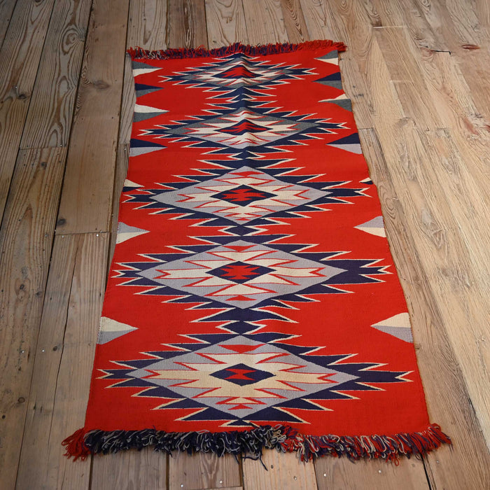 Vibrant German Town Navajo Rug Diamond pattern