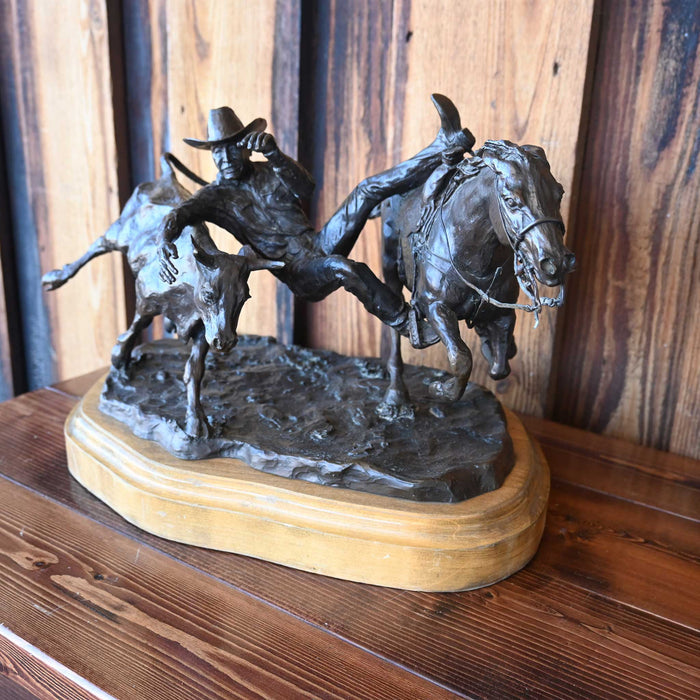 Original Bronze By Betty Saletta Steer Wrestling Champion