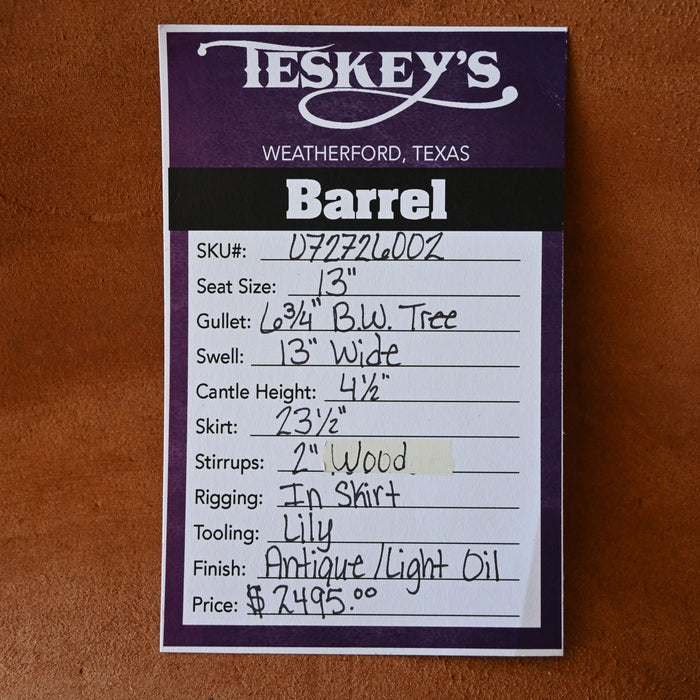 13" TESKEY'S BARREL SADDLE