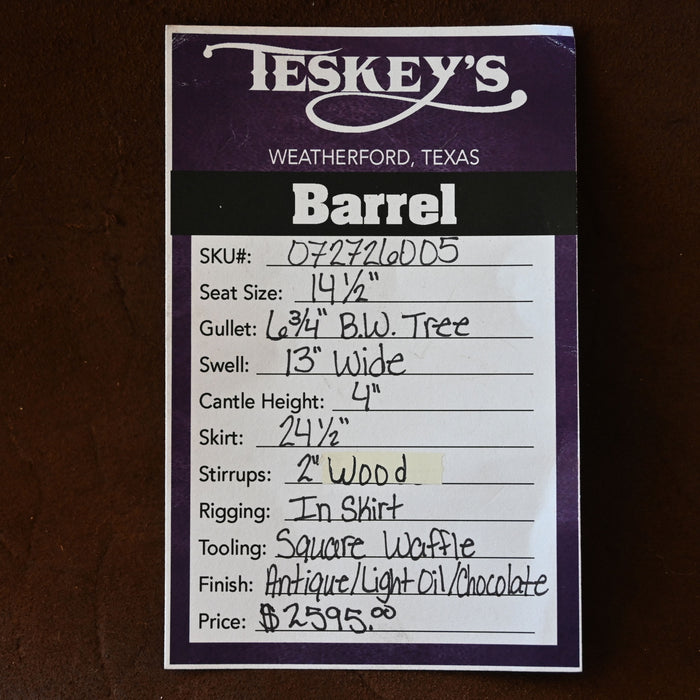 14.5" TESKEY'S BARREL SADDLE
