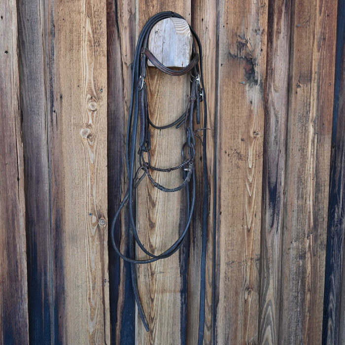 Locked O-Ring Twisted Wire Snaffle Bridle Rig w/Browband Headstall