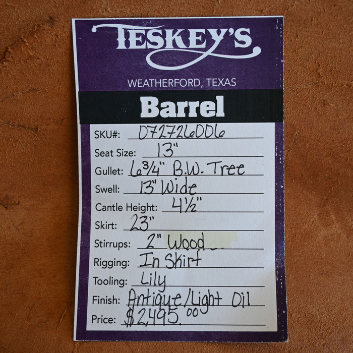 13" TESKEY'S BARREL SADDLE