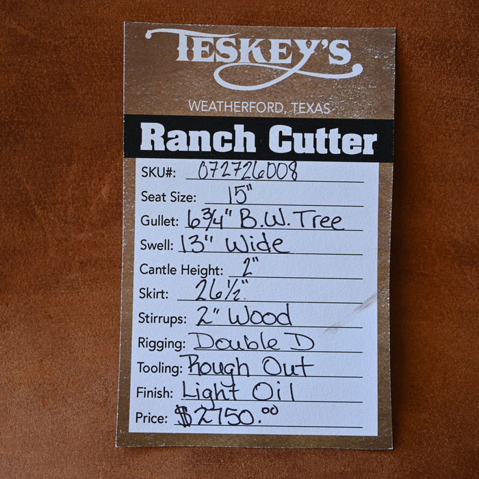 15" TESKEY'S PRO CUTTER RANCH CUTTER SADDLE