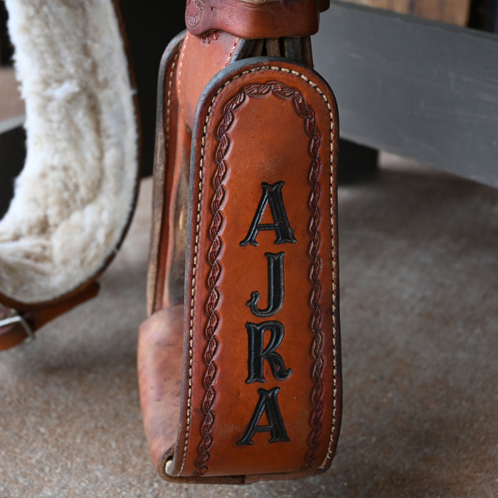 14.5" USED LAZY "L" BY LARRY COATS CALF ROPING SADDLE