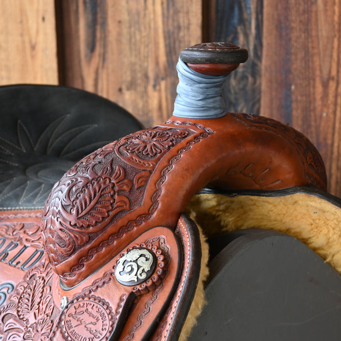 14.5" USED LAZY "L" BY LARRY COATS CALF ROPING SADDLE