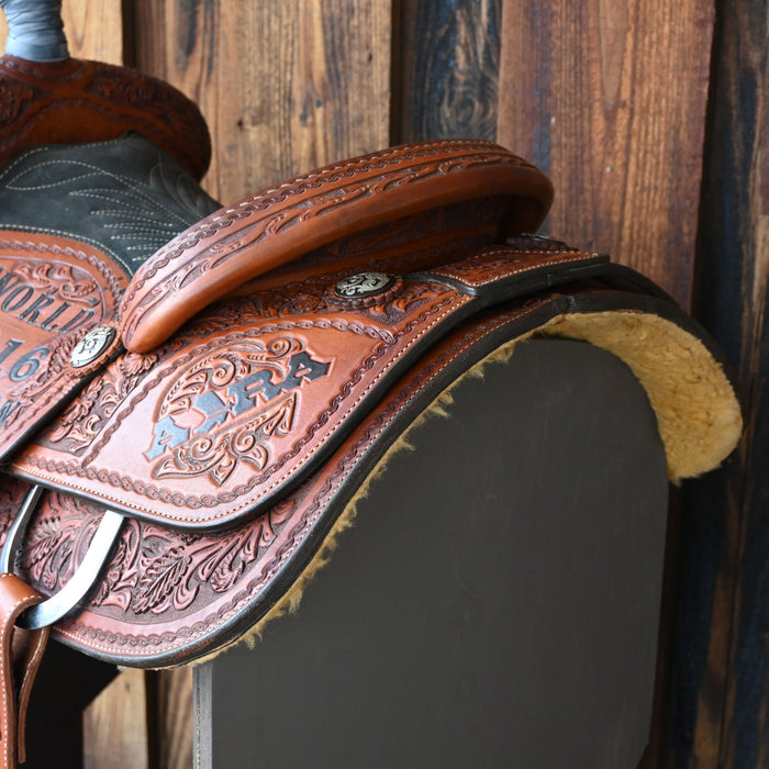 14.5" USED LAZY "L" BY LARRY COATS CALF ROPING SADDLE