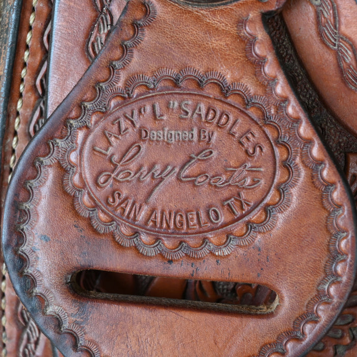 14.5" USED LAZY "L" BY LARRY COATS CALF ROPING SADDLE