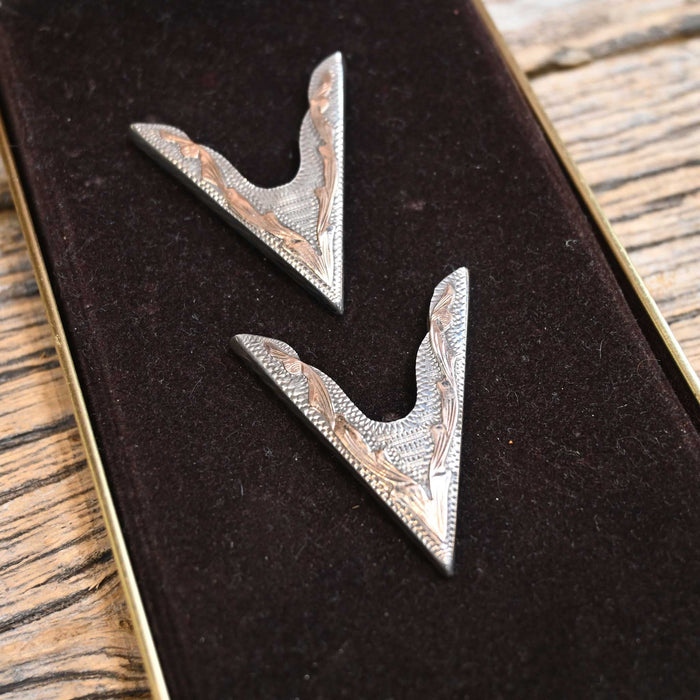 1970's Vogt Sterling Silver & 10K Collar Tips in original box WOMEN - Accessories - Jewelry Teskey's