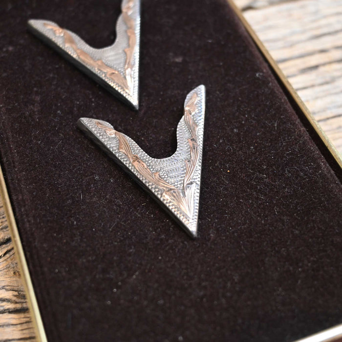 1970's Vogt Sterling Silver & 10K Collar Tips in original box WOMEN - Accessories - Jewelry Teskey's