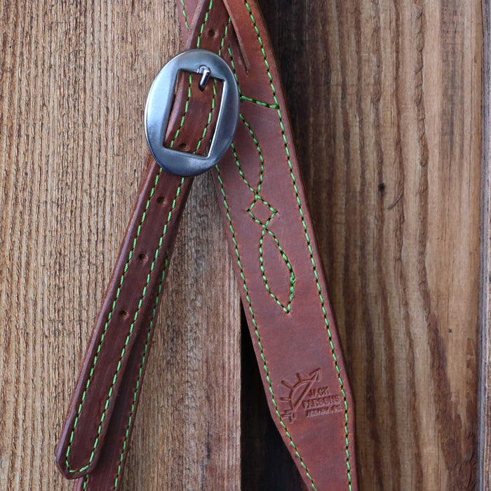Jack Parsons 3/4" Headstall w/Green Stitch - Multiple Styles
