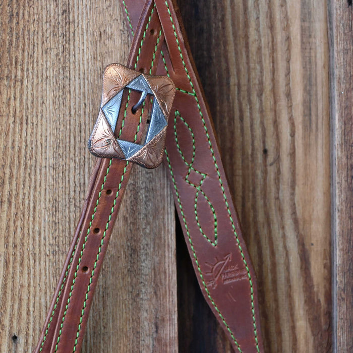 Jack Parsons 3/4" Headstall w/Green Stitch - Multiple Styles