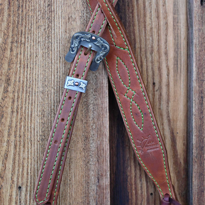 Jack Parsons 3/4" Headstall w/Green Stitch - Multiple Styles