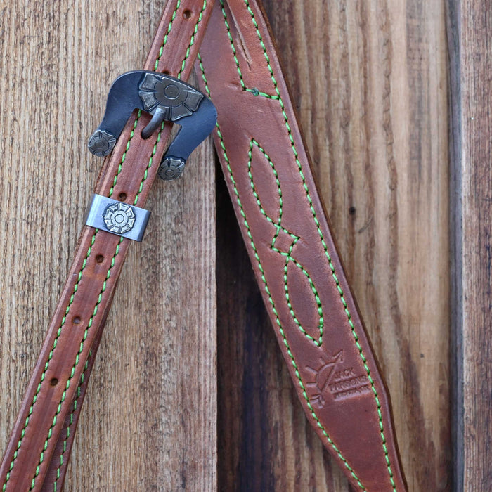Jack Parsons 3/4" Headstall w/Green Stitch - Multiple Styles