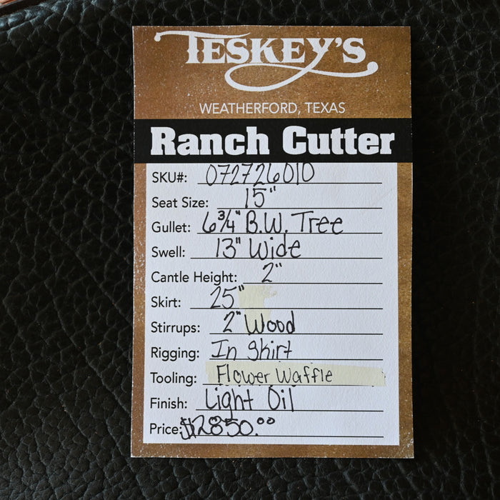 15" TESKEY'S PRO CUTTER RANCH CUTTER SADDLE