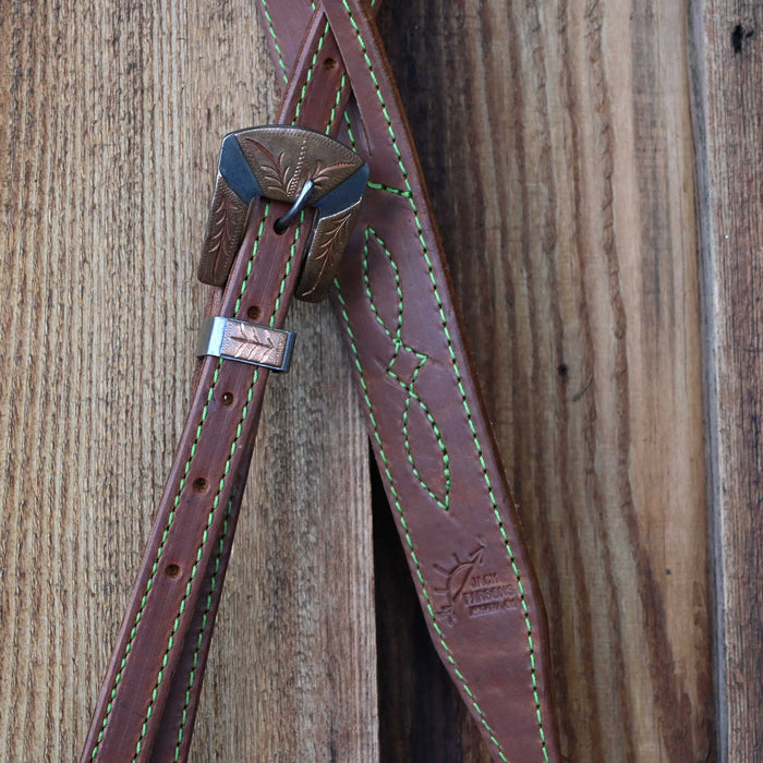 Jack Parsons 3/4" Headstall w/Green Stitch - Multiple Styles