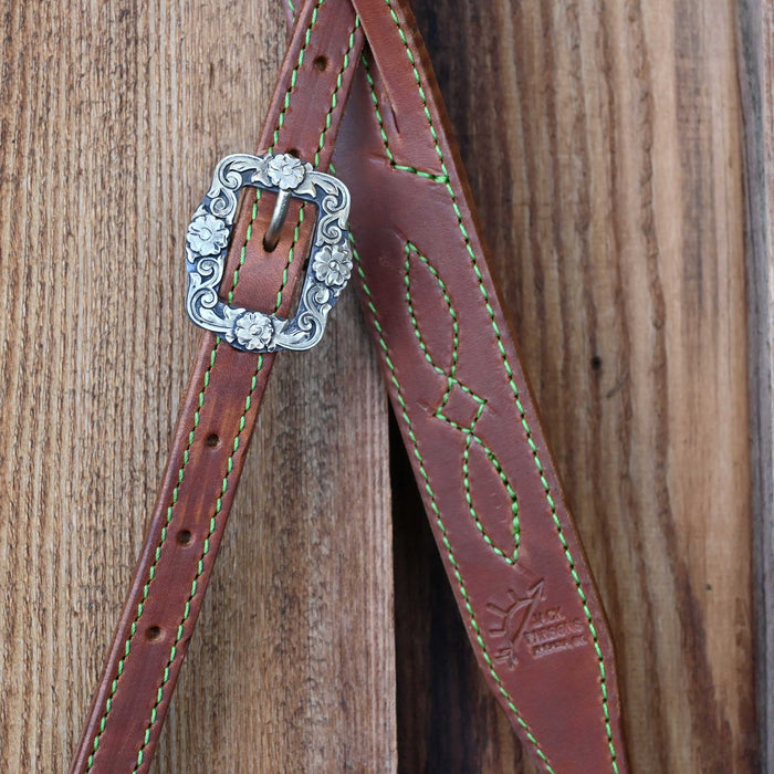 Jack Parsons 3/4" Headstall w/Green Stitch - Multiple Styles