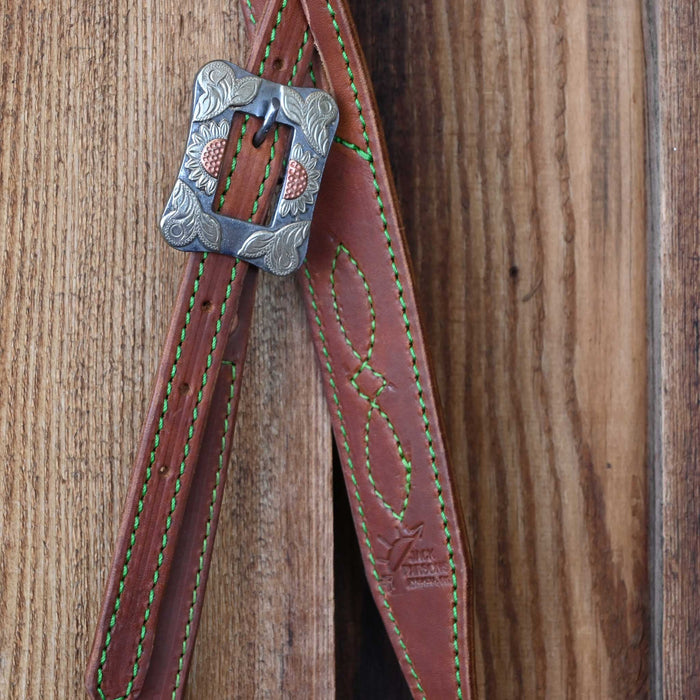 Jack Parsons 3/4" Headstall w/Green Stitch - Multiple Styles