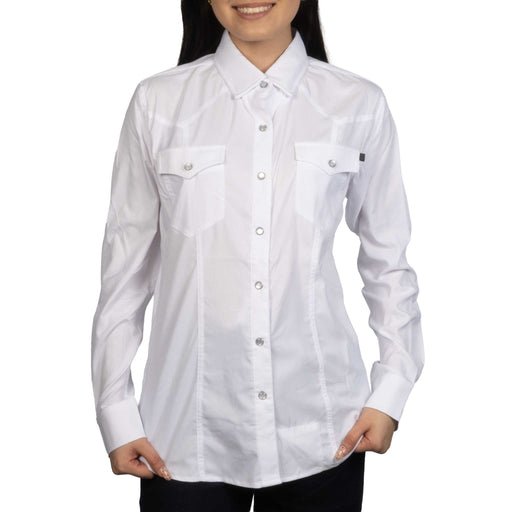 Rock & Roll Denim Women's White Tek Ripstop Pearl Snap Shirt WOMEN - Clothing - Tops - Long Sleeved Panhandle