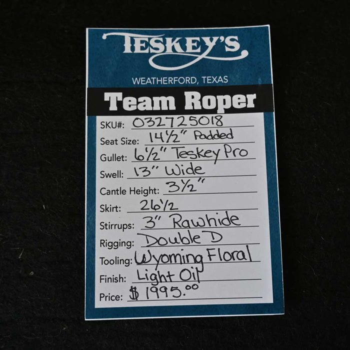 14.5" TESKEY'S TEAM ROPING SADDLE Saddles - New Teskey's Saddlery