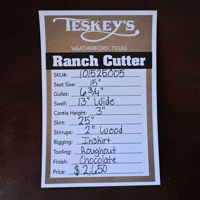 15" TESKEY'S PRO CUTTER RANCH CUTTER SADDLE