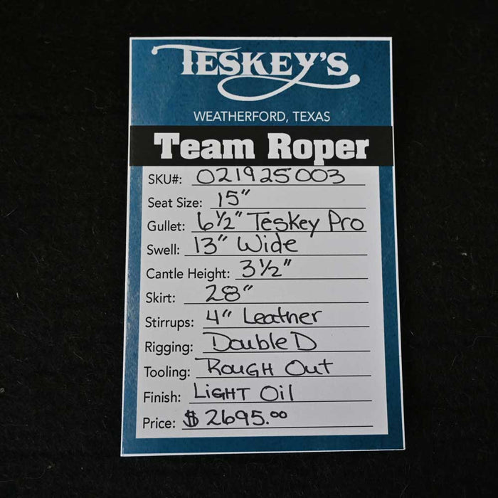 15" TESKEY'S TEAM ROPING SADDLE Saddles - New Teskey's Saddlery