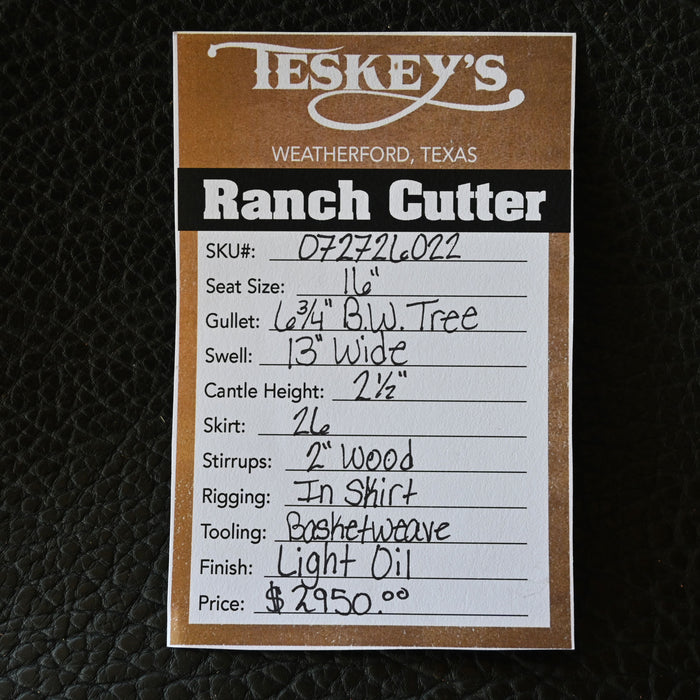 16" TESKEY'S PRO CUTTER RANCH CUTTER SADDLE