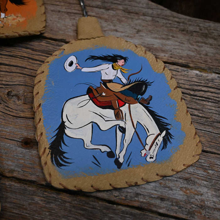 Hand Painted Novelty Fly Swatter - Multiple Patterns! Collectibles misc Cowgirl - Blue Background