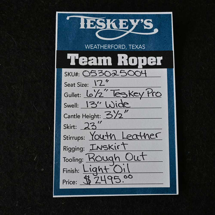 12" TESKEY'S YOUTH TEAM ROPING SADDLE Saddles - New Teskey's Saddlery