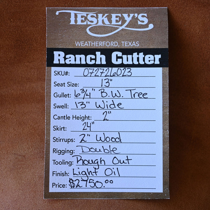 13" TESKEY'S PRO CUTTER RANCH CUTTER SADDLE