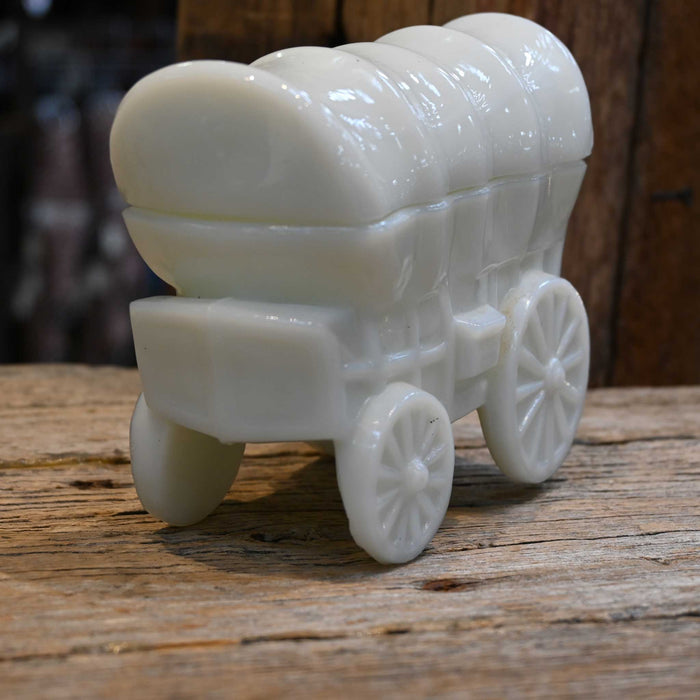 Vintage Milk Glass Covered Wagon Collectibles MISC
