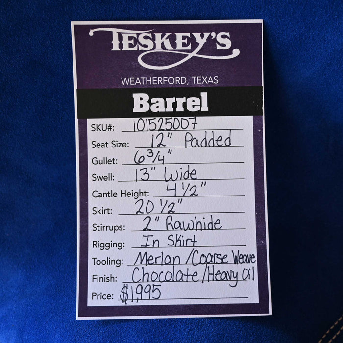 12" TESKEY'S YOUTH BARREL SADDLE
